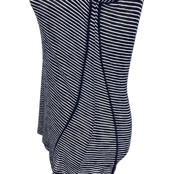 TOBI Slub Panel Blouse Navy Blue White Striped 3/4 Sleeve Scoopneck Womens - Picture 5 of 8